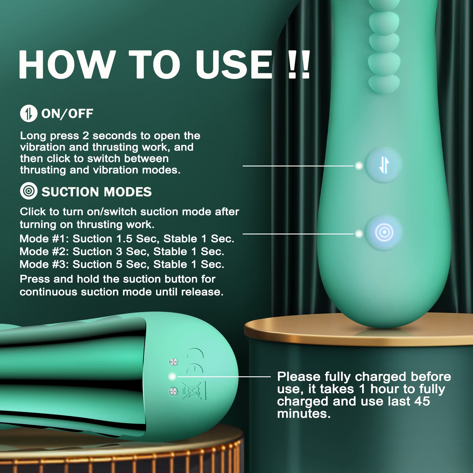 G Spot Vibrator with Thrusting & Suction Design