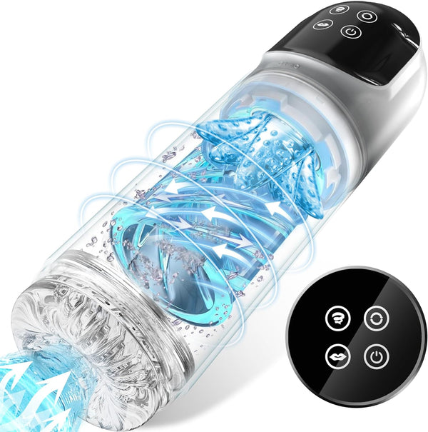 Automatic Male Masturbator Adult Toy with 7 Sucking, 7 Rotating , 7 Licking Modes & LCD Display