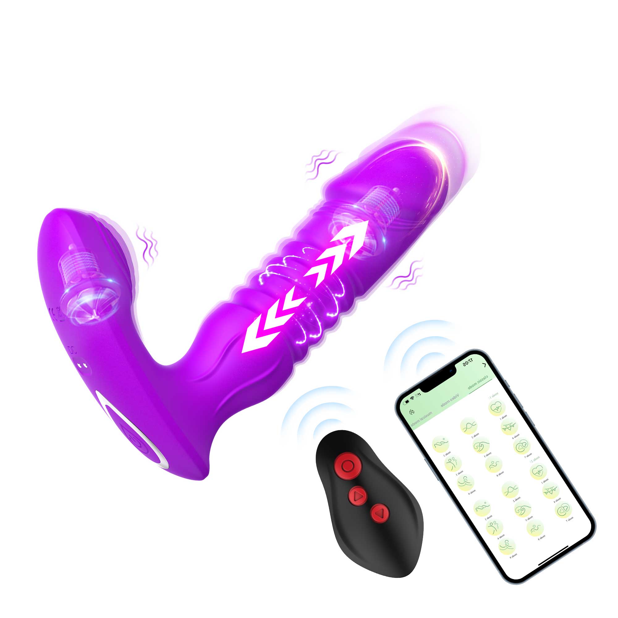 Dildo G Spot Vibrator with Thrusting Vibrating Functions