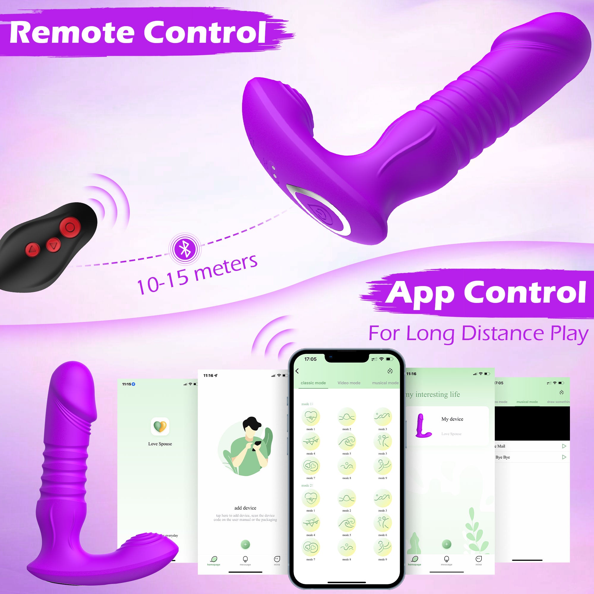 Dildo G Spot Vibrator with Thrusting Vibrating Functions