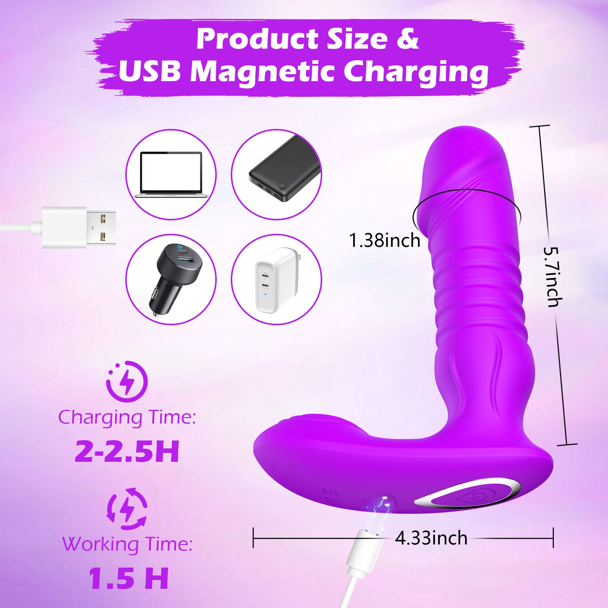 Dildo G Spot Vibrator with Thrusting Vibrating Functions